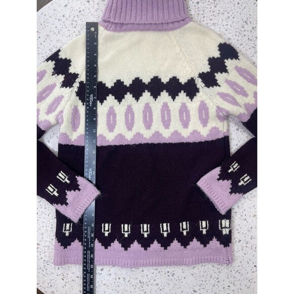 Nurum Women's Small Classic Ragg Wool Elite Sweater Fair Isle Wine Purple Aztec - Picture 6 of 9